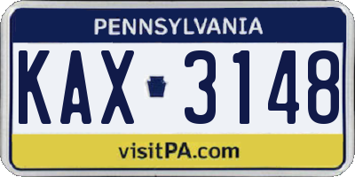 PA license plate KAX3148