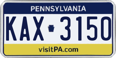 PA license plate KAX3150