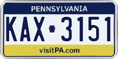PA license plate KAX3151
