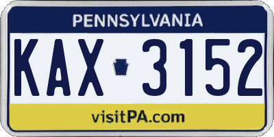 PA license plate KAX3152