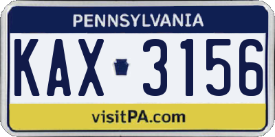 PA license plate KAX3156