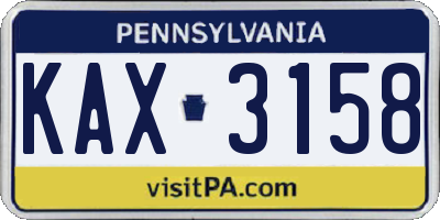 PA license plate KAX3158