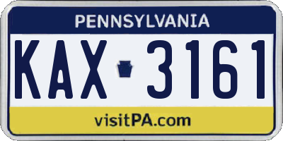 PA license plate KAX3161