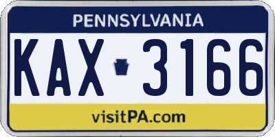 PA license plate KAX3166