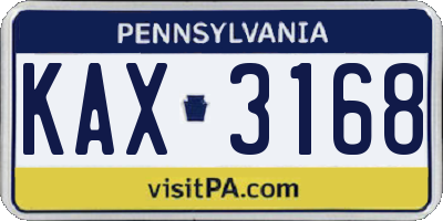 PA license plate KAX3168
