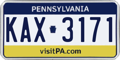 PA license plate KAX3171