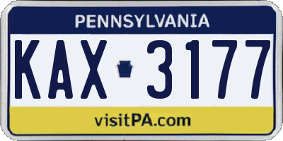 PA license plate KAX3177