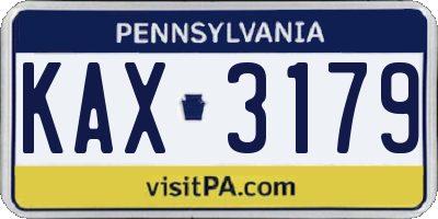 PA license plate KAX3179