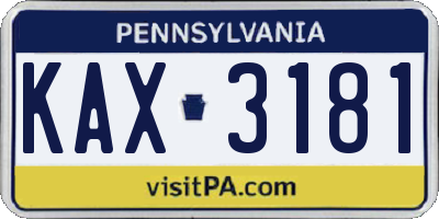 PA license plate KAX3181