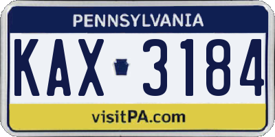 PA license plate KAX3184