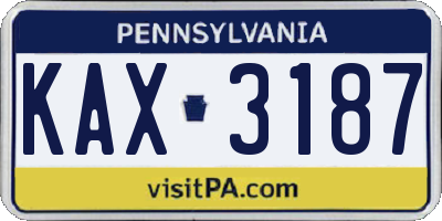 PA license plate KAX3187