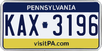 PA license plate KAX3196