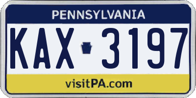 PA license plate KAX3197