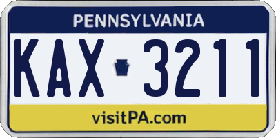 PA license plate KAX3211