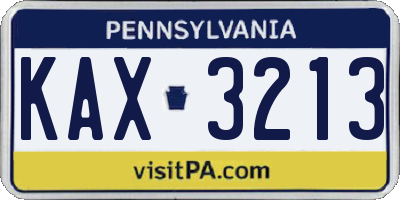 PA license plate KAX3213
