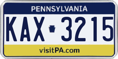 PA license plate KAX3215