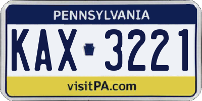 PA license plate KAX3221