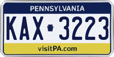 PA license plate KAX3223