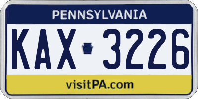 PA license plate KAX3226
