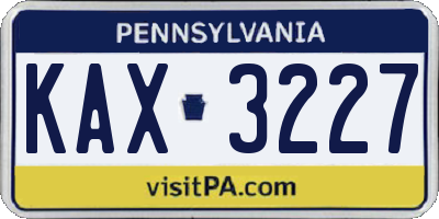 PA license plate KAX3227