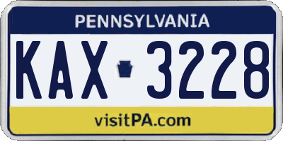 PA license plate KAX3228