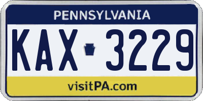 PA license plate KAX3229