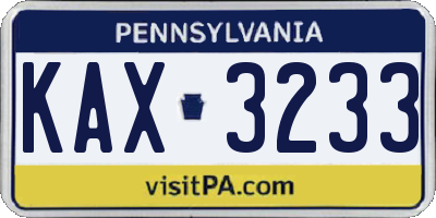 PA license plate KAX3233