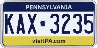 PA license plate KAX3235