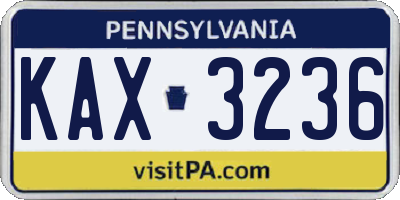 PA license plate KAX3236