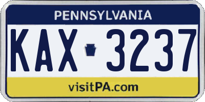 PA license plate KAX3237