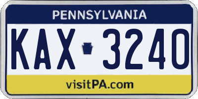 PA license plate KAX3240