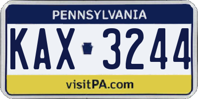 PA license plate KAX3244