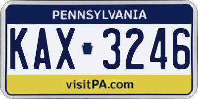 PA license plate KAX3246