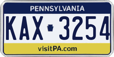 PA license plate KAX3254