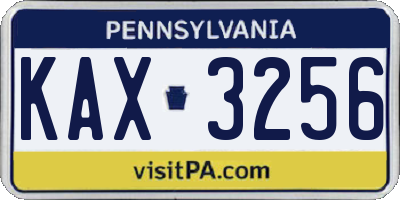 PA license plate KAX3256