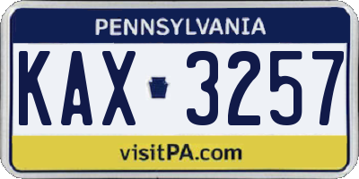 PA license plate KAX3257
