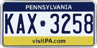 PA license plate KAX3258
