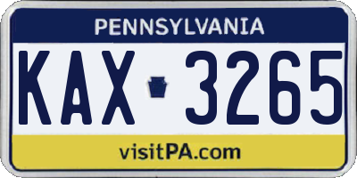 PA license plate KAX3265