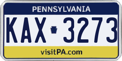 PA license plate KAX3273