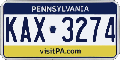 PA license plate KAX3274