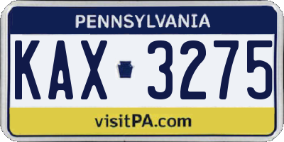 PA license plate KAX3275