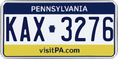 PA license plate KAX3276