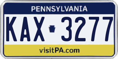 PA license plate KAX3277