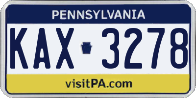 PA license plate KAX3278