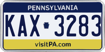 PA license plate KAX3283