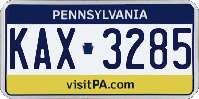 PA license plate KAX3285