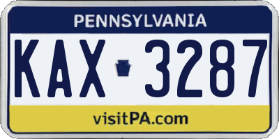 PA license plate KAX3287