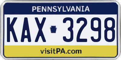 PA license plate KAX3298