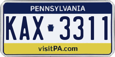 PA license plate KAX3311