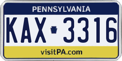 PA license plate KAX3316